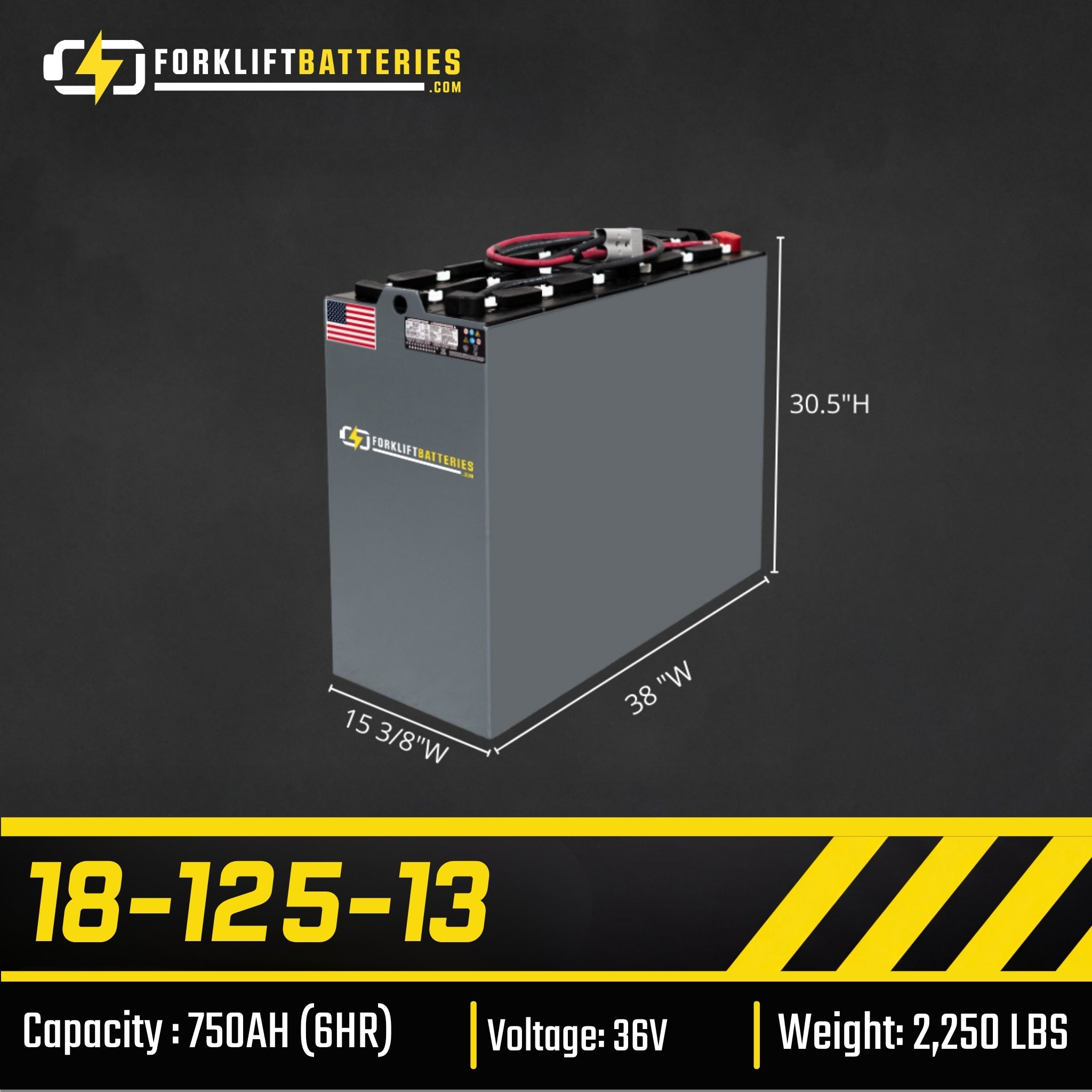 18-125-13 (36 VOLTS) Forklift Battery