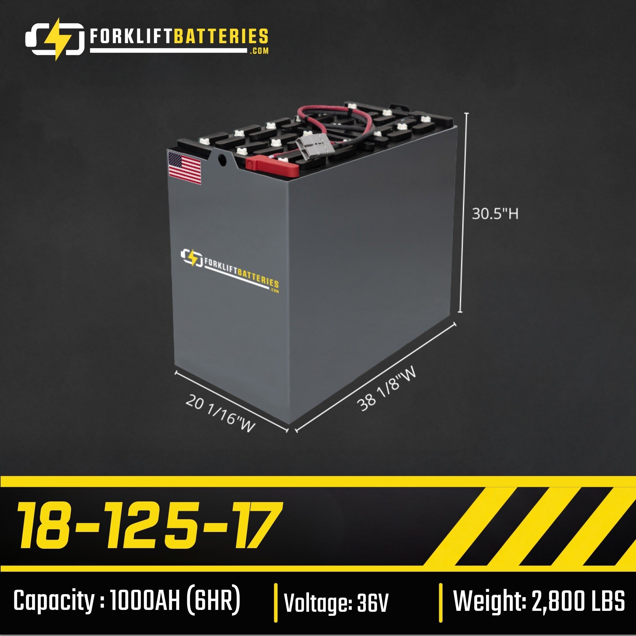18-125-17 (36 VOLTS) Forklift Battery