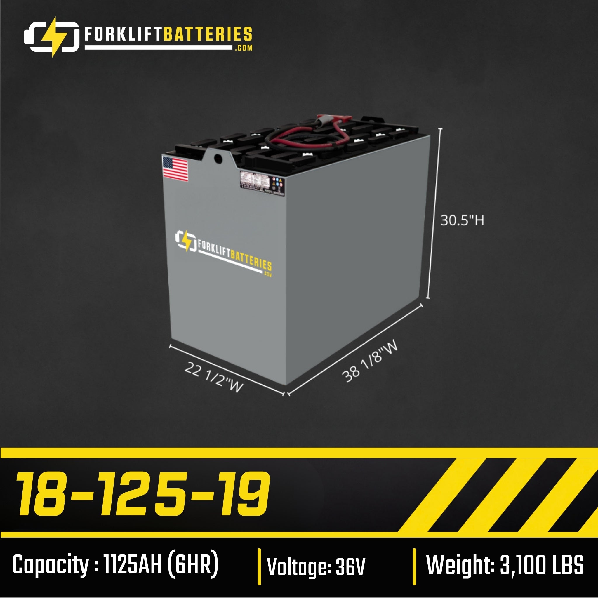 18-125-19 (36 VOLTS) Forklift Battery