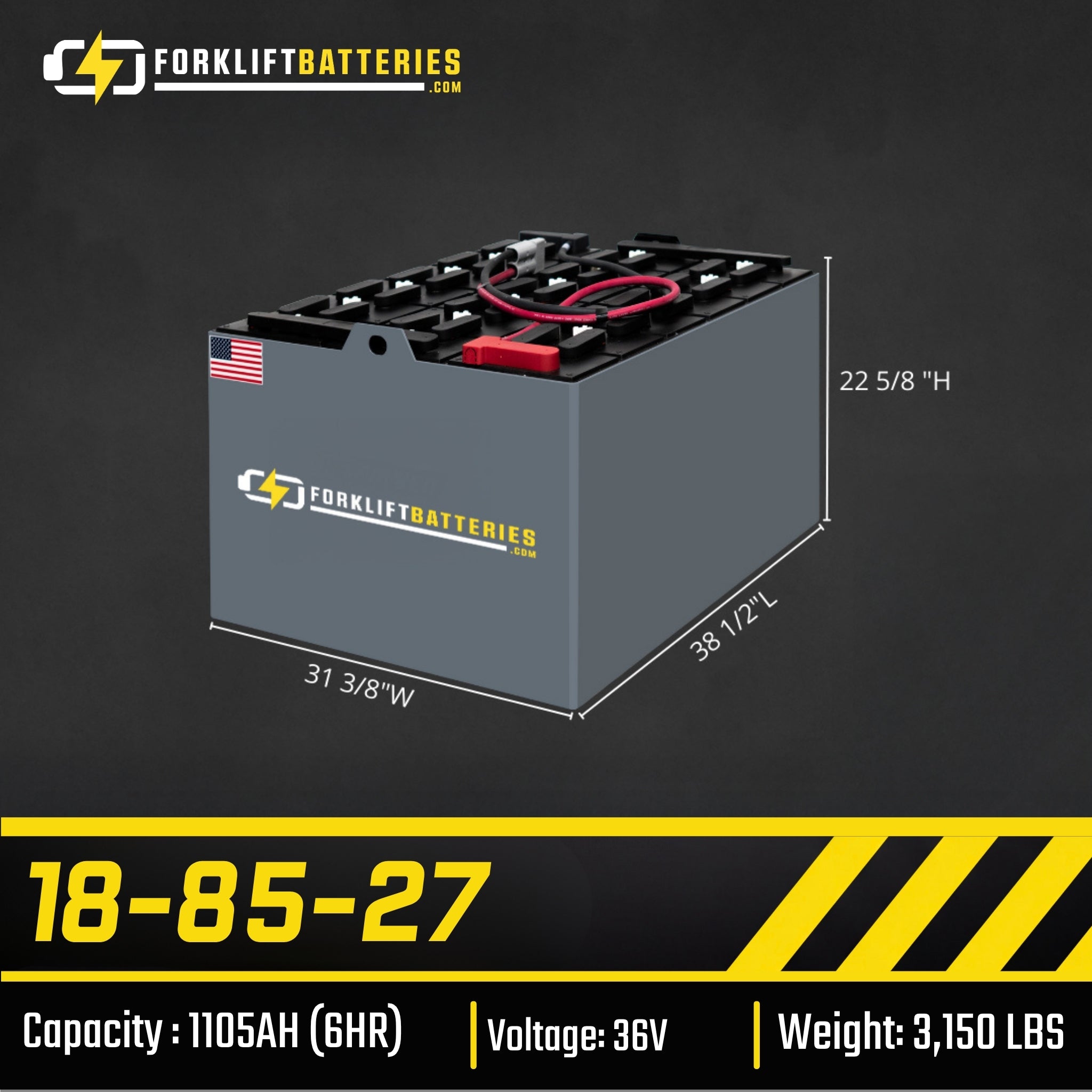 18-85-27 (36 VOLTS) Forklift Battery
