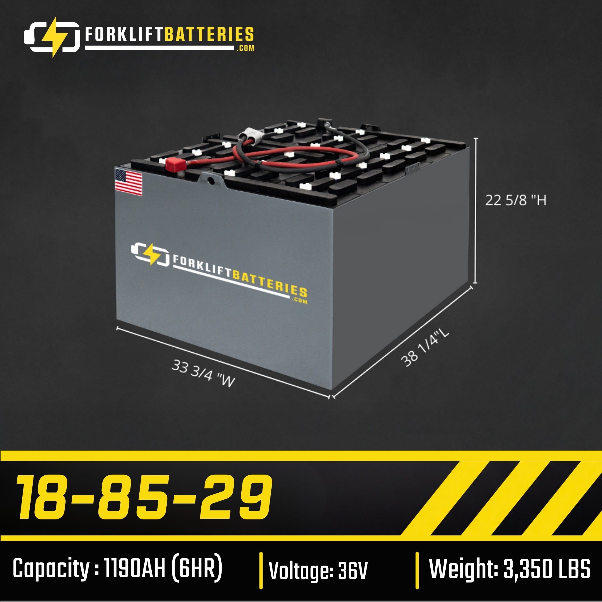 18-85-29 (36 VOLTS) Forklift Battery