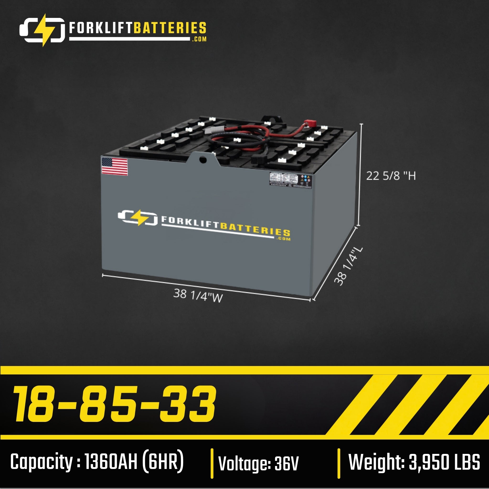 18-85-33 (36 VOLTS) Forklift Battery