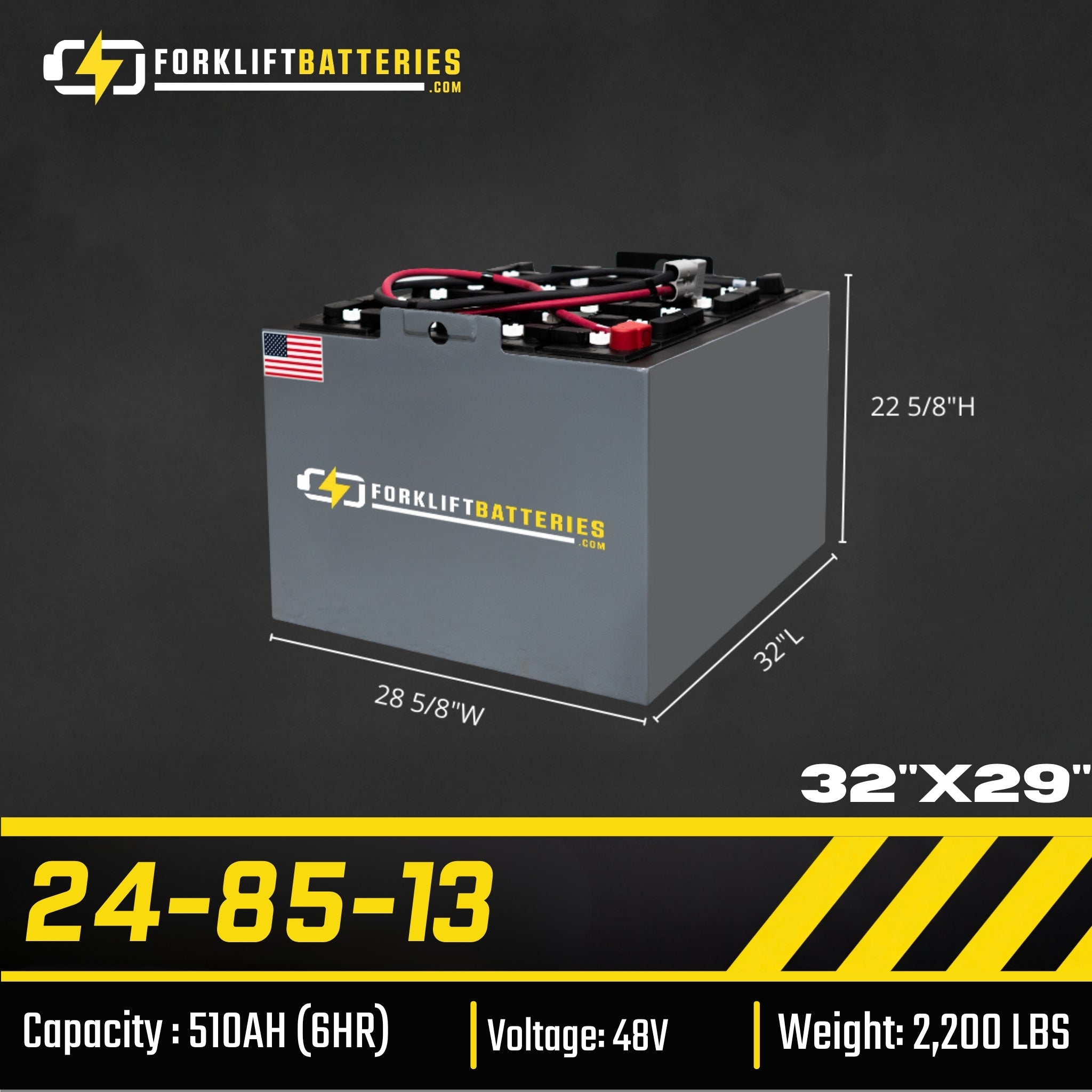 24-85-13 (48 VOLTS) Forklift Battery 32"X29"
