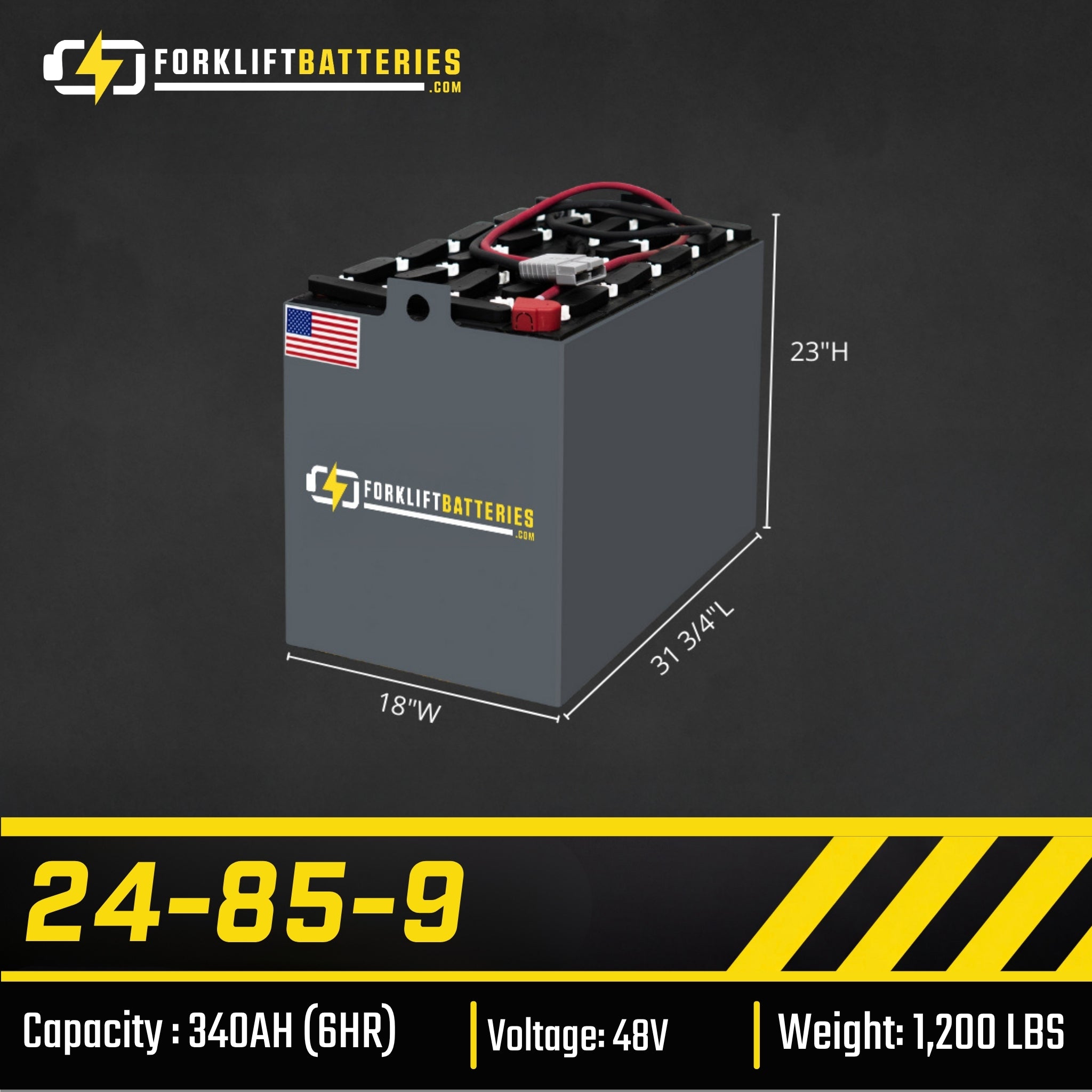 24-85-9 (48 VOLTS) Refurbished Forklift Battery