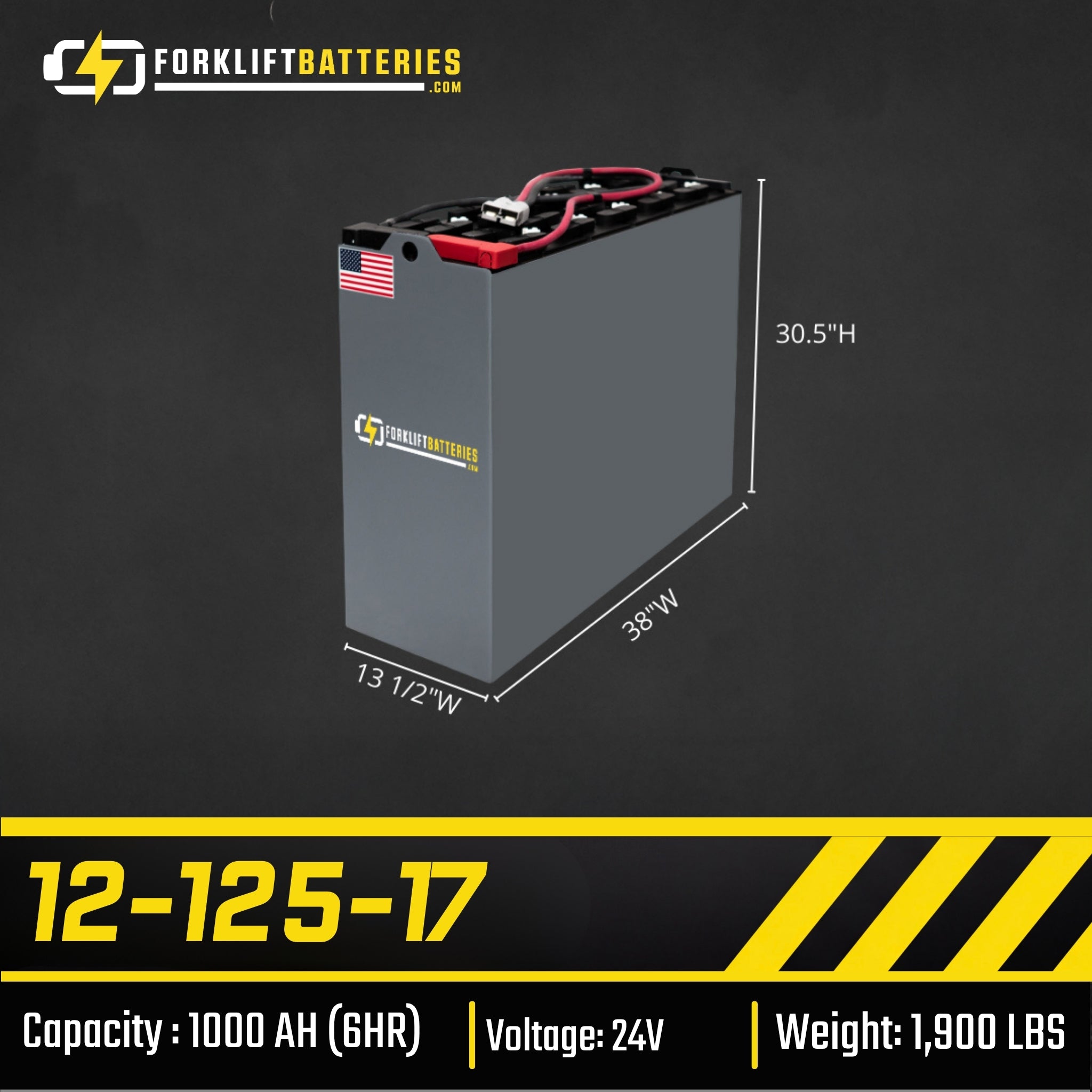 12-125-17 (24 Volts) Forklift Battery