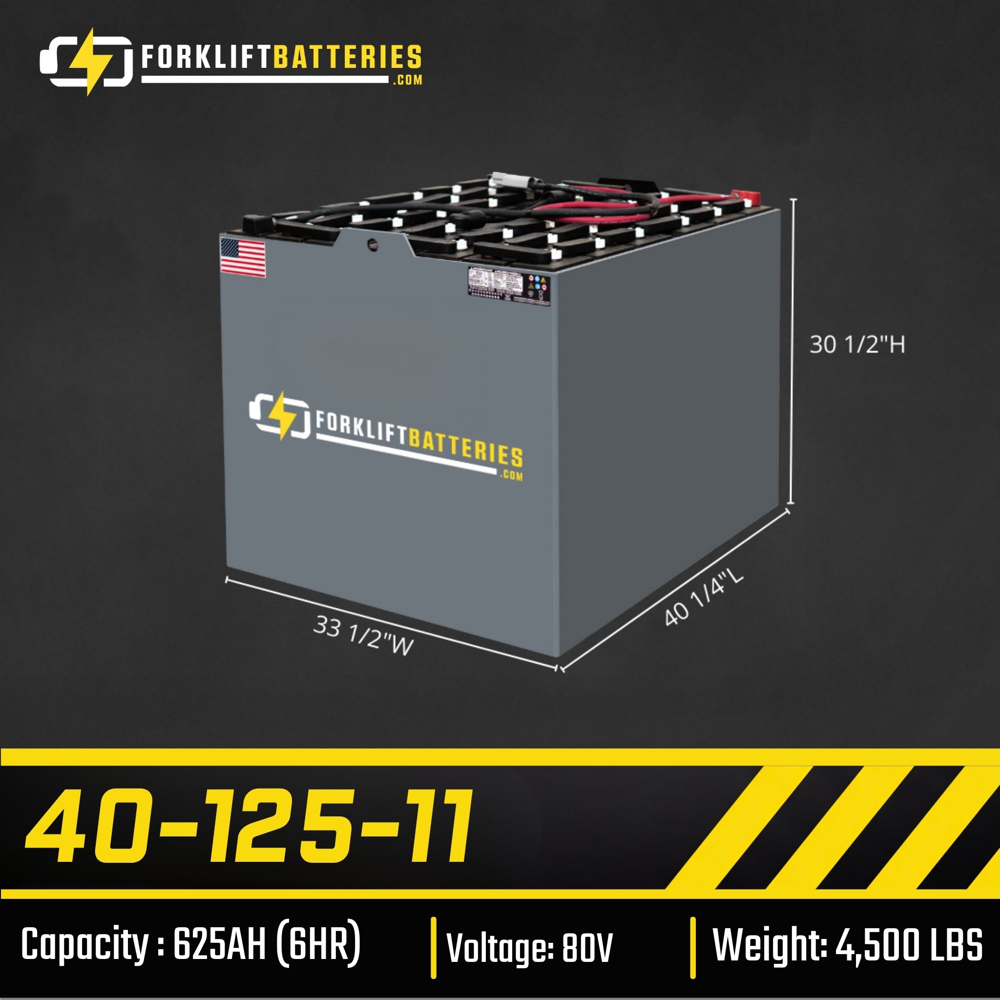 40-125-11 (80 VOLTS) Forklift Battery